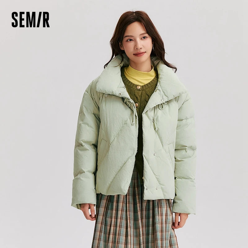 Down Jacket Women Chinese Style Disk Button Gentle Series Sweet  New Winter Stand Collar Loose Texture Thick Coat