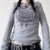 Graphic Print T-shirt Aesthetic Grunge Full Sleeve Pullovers Tees Women Vintage E-girl Gothic Mall Goth Crop Top Y2K Emo Clothes