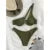 Luxury Two Pieces Solid Patchwork Underwire Push Up One Shoulder Cut Out Beachwear Swimwear Biqunis Brazilian Thong Bikini