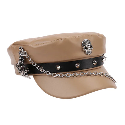 Leather Skull Claw Chain Hat