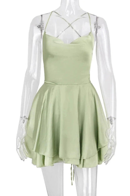Spaghetti Strap Backless Mini Dress