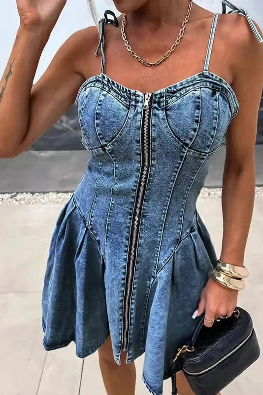 Sleeveless Zipper Slim Fit Mini Dress