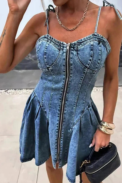 Sleeveless Zipper Slim Fit Mini Dress