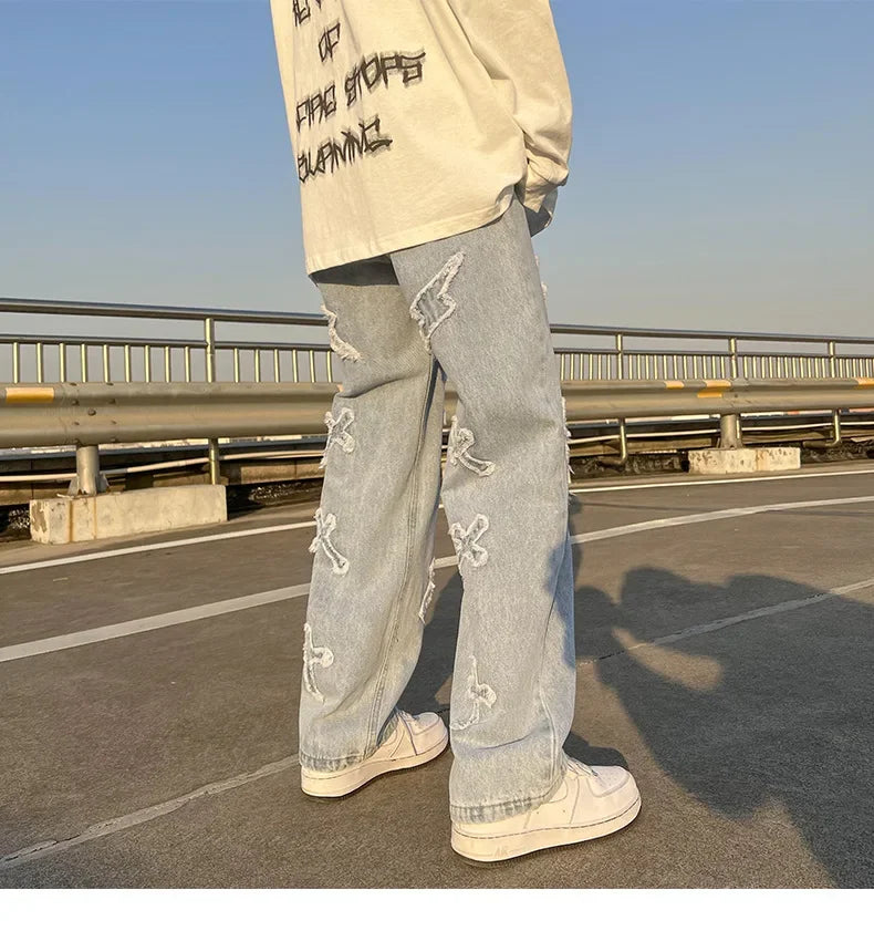 Embroidered Flare Denim Pants