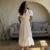 Leisure V-Neck Lace Up White Maxi Dress For Women Solid Color High Waisted Short Sleeves Ruched Patchwork Girdle Dress