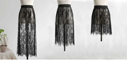 Floral Lace Layering Scalloped Hemline Shirt Extender Adjustable Layered Women Top Lower Sweep Half Slip Skirt A-Line Mini Under