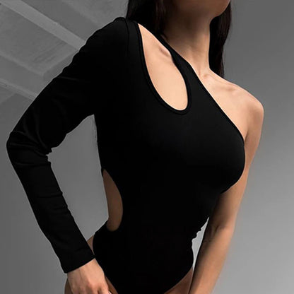 One Shoulder Cut Out Women Bodysuit Sexy Backless Fashion Chic Fall Rompers Party Rave Outfits Lady Bodysuit Tops