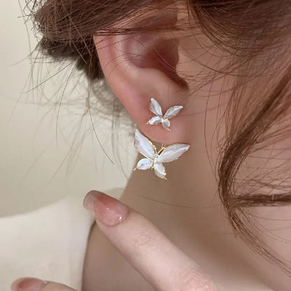 Lizakosht White Flower Butterfly Earrings for Women Spring Summer Jewelry Wholesale
