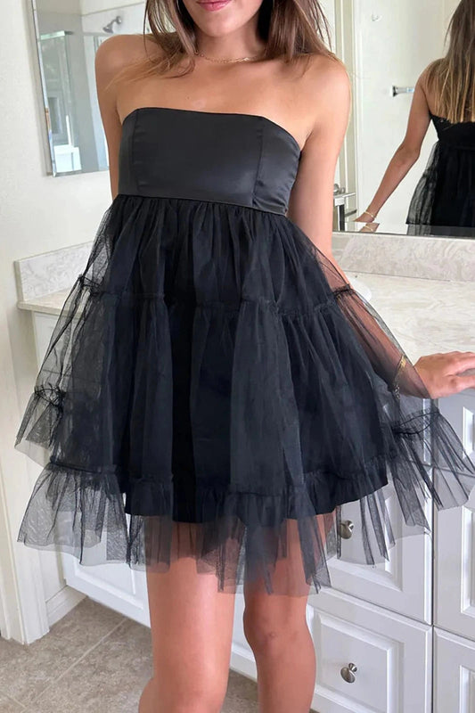 Strapless Open Back A-Line Mini Dress