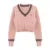 Korean Fashion Sweaters Women Autumn V-neck Y2K Cartoon Embroidery Knitted Tops Winter Soft Basic Long Sleeve Pullovers