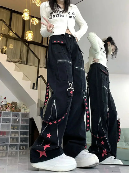Contrast Stitch Loose Pants