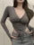 Sexy Long Sleeve Bodysuit Women Basic Bodycon V Neck T Shirt Solid Color Playsuit Ladies Korean Fashion New