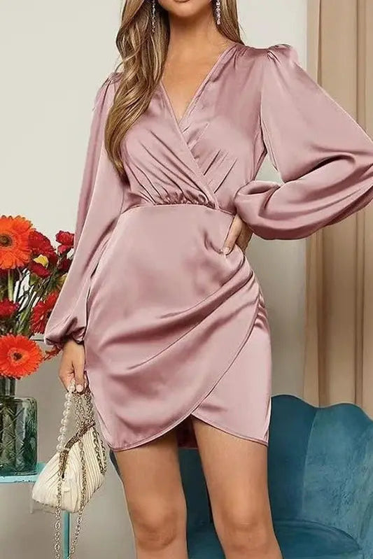 Satin Irregular Slim Mini Dress