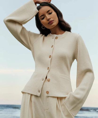 Cárdigan elegante de punto para mujer con botones y bolsillo | Ideal para otoño/invierno
