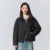 Cotton Clothing Women Loose Stand Collar Simple Casual Temperament Winter Gentle Waterproof Rhombus Versatile Thick Coat