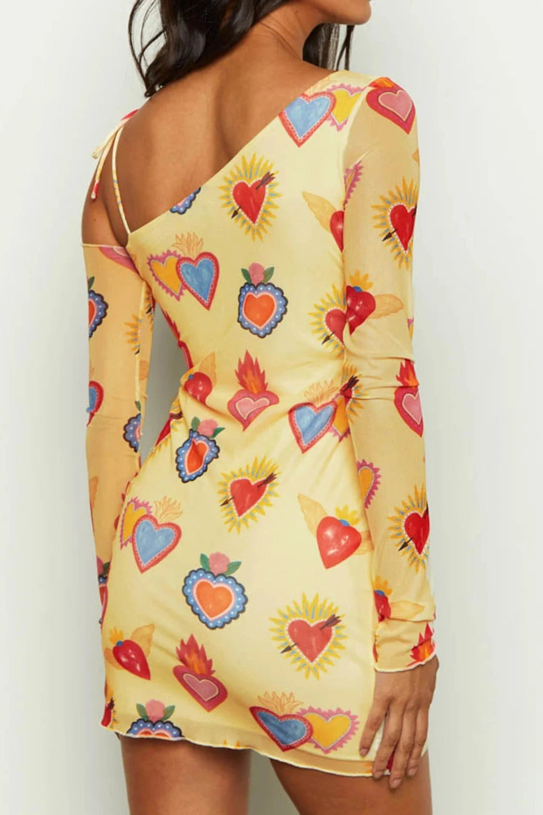One Shoulder Printed Slim Fit Mini Dress