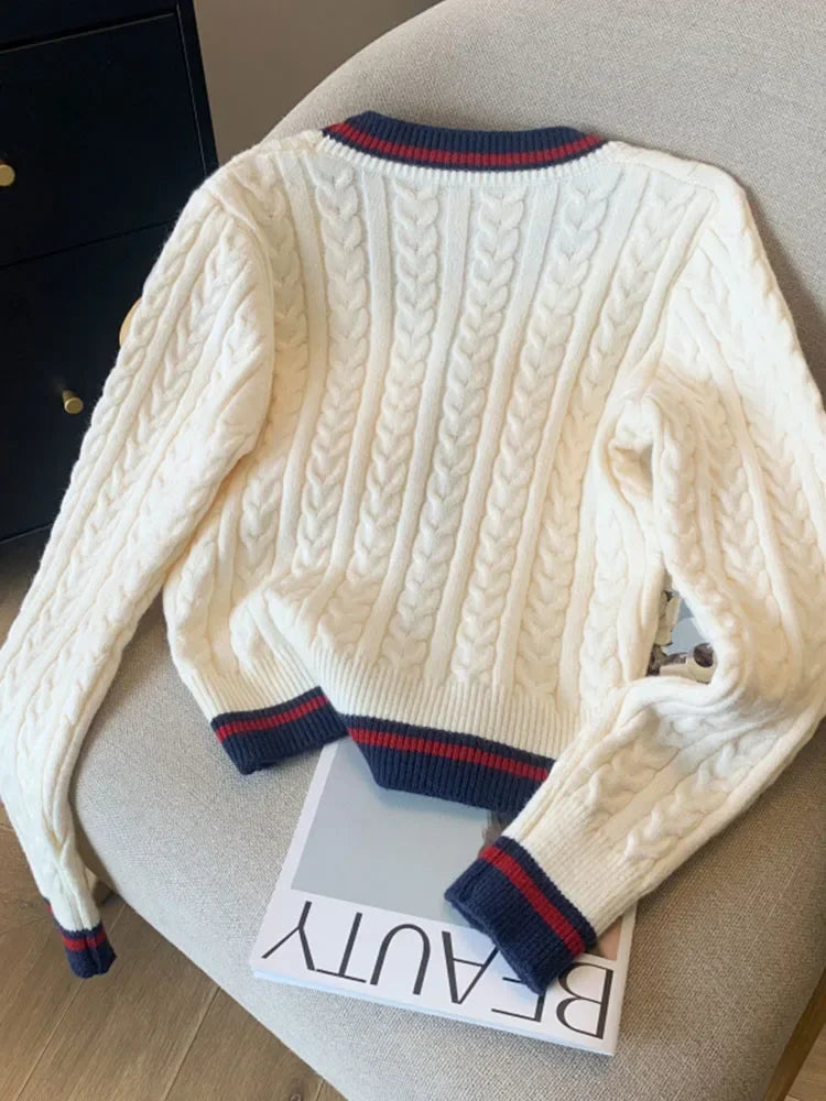 Fashion Knitted Cardigan Women V-Neck Pullover Warm Knitwear Jumper Clothes Casual Sweater Autumn Winter Kpop 2000s Aesthetic