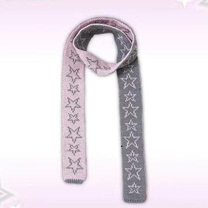 Star Pattern Jacquard Knitted Harajuku Punk Gothic Warm Scarf