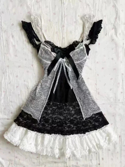 Gothic Lace Up Off Shoulder Mini Dress