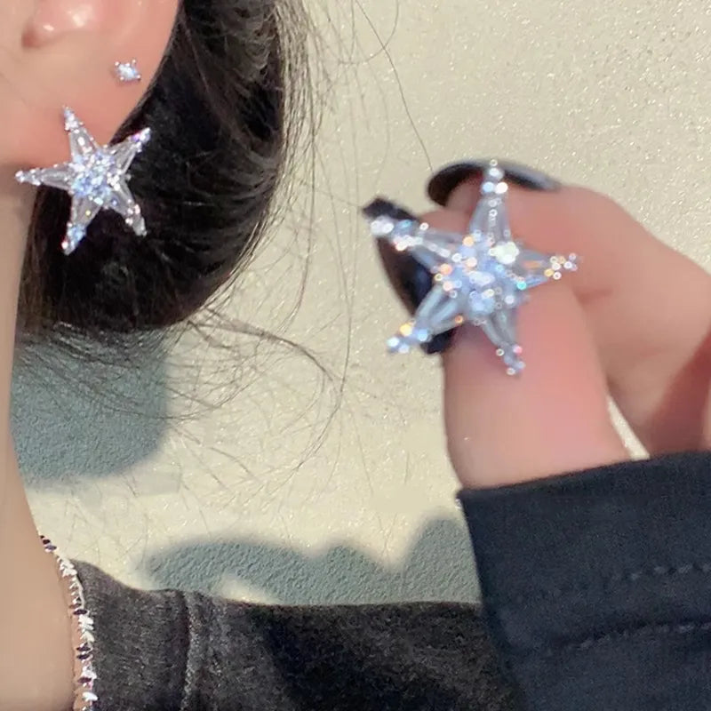 Lizakosht Star Earrings with Rhinestones Simple Classic Jewelry