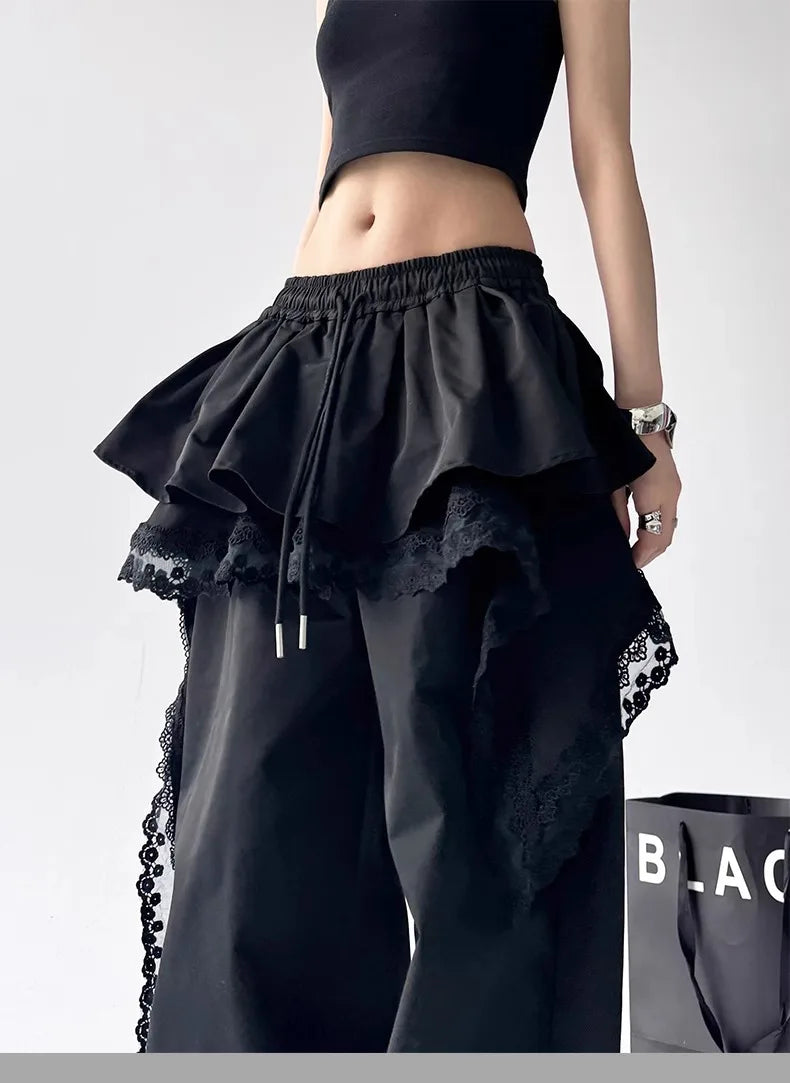 Lace Patchwork Cargo Pants