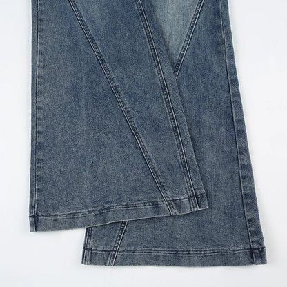 Y2K Low Waisted Washed Flare Jeans Korean Streetwear Blue Slim Fit Denim Pants Fashion Lady Casual Boot Cut Trousers