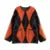 Mohair O-neck Contrast Color Knit Sweater Women Geometry Print Long Sleeve Loose Single-breasted Knitwear Lady All-match Top _