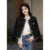 Vintage Cropped Tweed Jacket Women Black Quilted Coat Elegant Blazer Winter Ladies Single Breasted Thicken Outerwear Tops