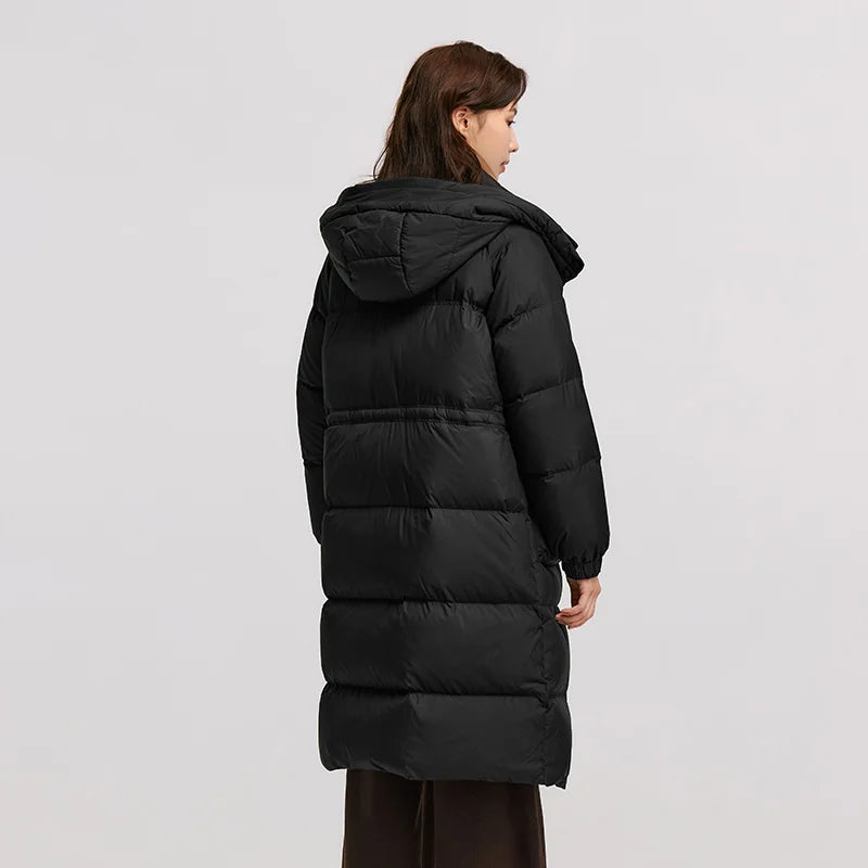 Down Jacket Women Long Length Detachable Hooded  New Winter Textured Winter Clothing
