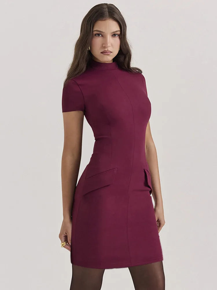Short Sleeve Mini Dress with Two Pockets