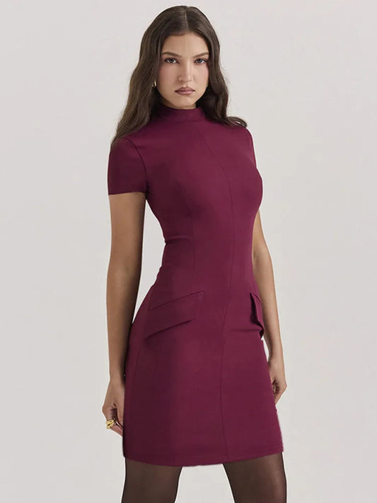 Short Sleeve Mini Dress with Two Pockets