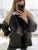 Vintage Women’s Leather Jacket Loose Thick Warm Lapel Single Breasted Long Sleeve Fleece Jacket  Fall Winter Street Outwear