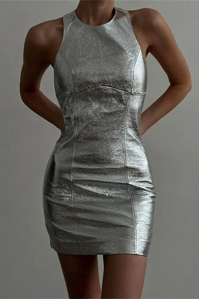 Silver Backless Mini Dress