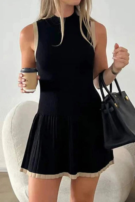 Sleeveless High Waist Mini Dress