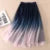 Gradient Tulle Midi Skirt Women Elegant Mesh Pleated Skirts Summer Korean Fashion High Waist Casual All Match A Line Skirt