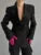 Black Lapel Suit Outwear For Women Pocket Long Sleeve Elegant Commute Patchwork Coat Female High Waist Autumn Blazers 2025