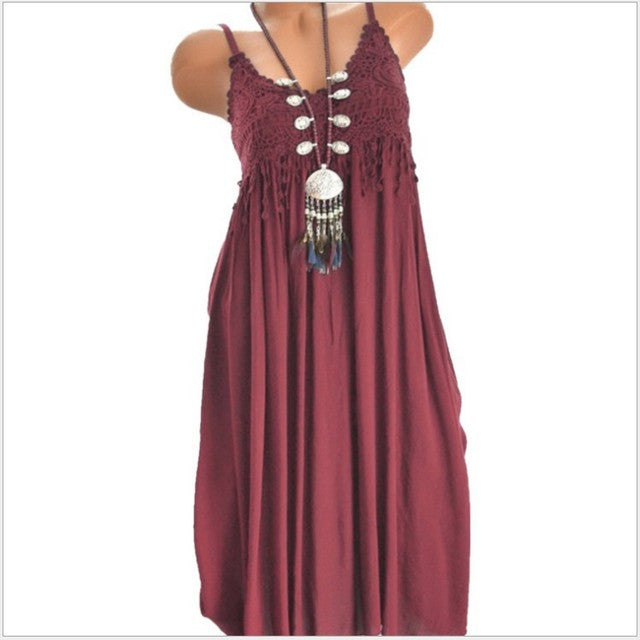 Solid Color Spaghetti Strap Dresses Women Sexy V-neck Lace Edge Patchwork Mini Dress Lady Trendy Streetwear Vestidos Summer New