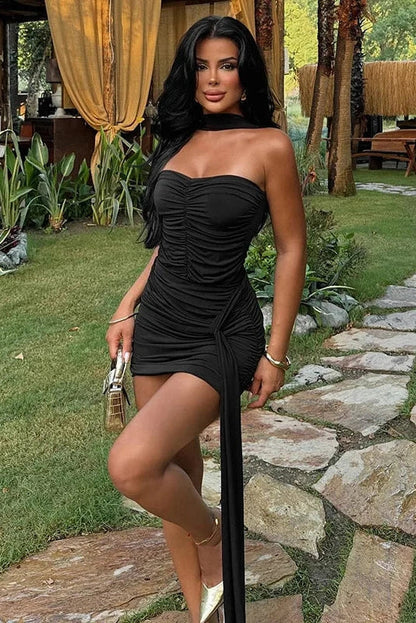 Strapless Slim High Waist Mini Dress
