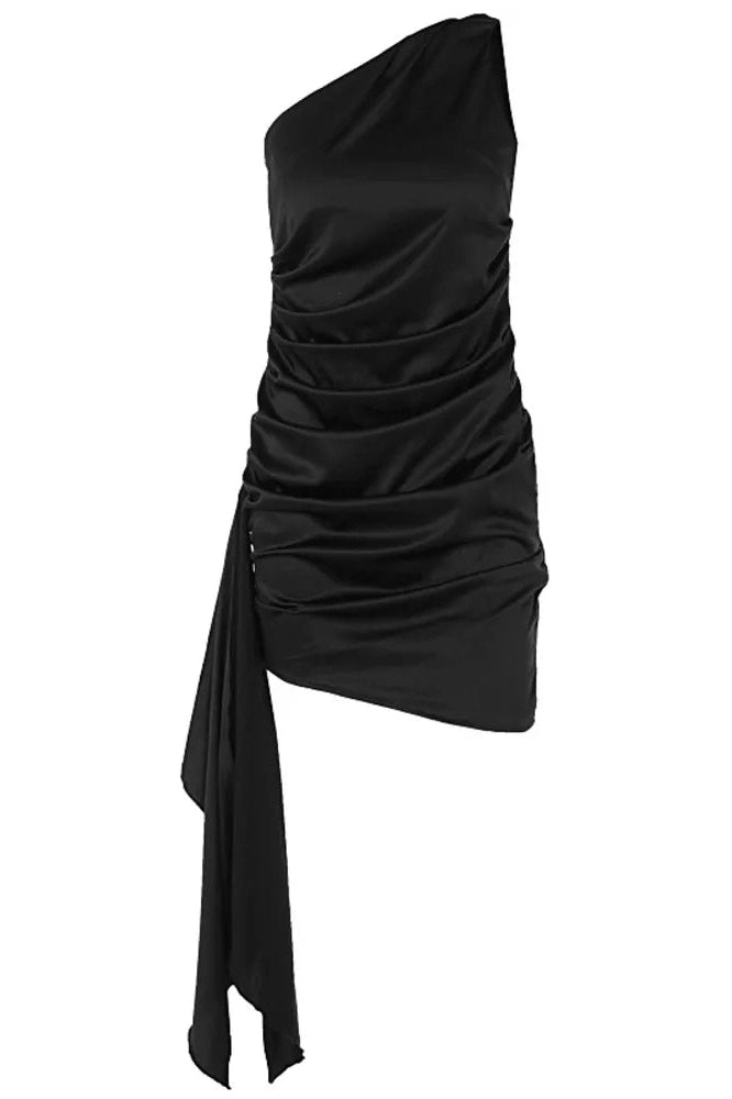 Sleeveless One Shoulder Mini Dress