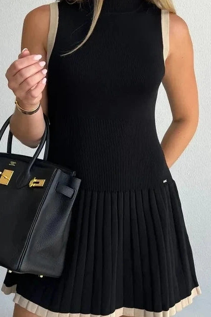 Sleeveless Pleated Mini Dress