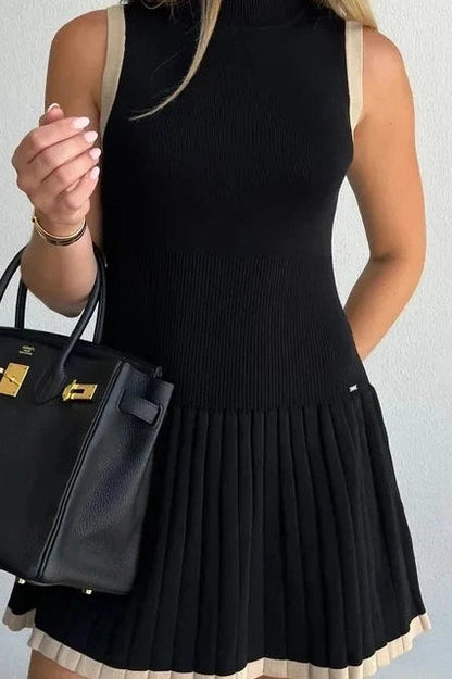 Sleeveless Pleated Mini Dress