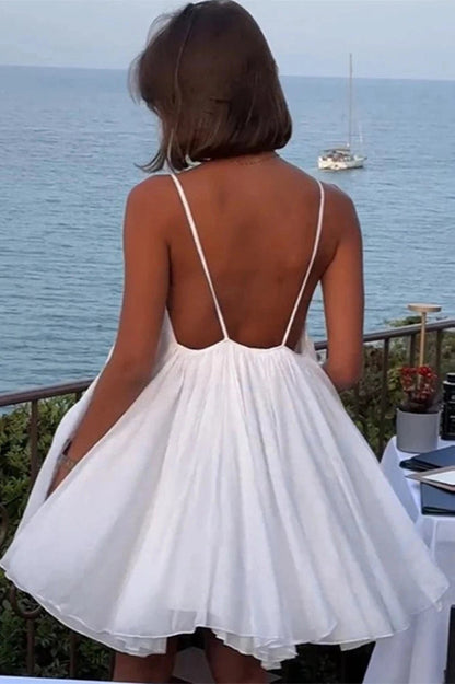 Sleeveless Mini Dress with Straps and High Waist