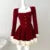 Elegant Velvet Lace Ruffles Patchwork Short Dresses for Women Long Sleeve A-line Korean Fashion Christmas Birthday Party Dress