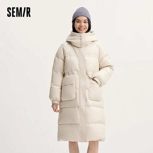 Down Jacket Women Long Length Detachable Hooded  New Winter Textured Winter Clothing
