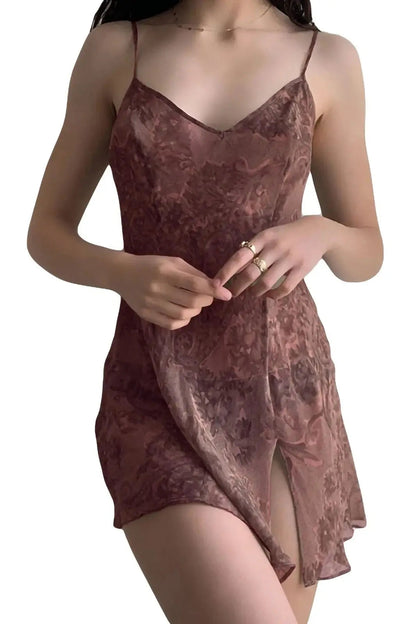 Mesh Retro Drawstring Mini Dress