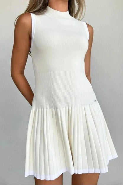 Sleeveless Pleated Mini Dress