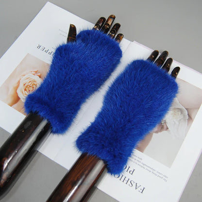 Winter Warm Fingerless Mink Fur Gloves