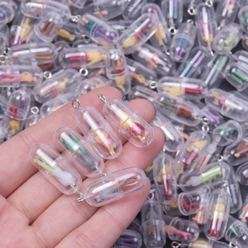 Resin Figurine Capsule Charm for DIY Jewelry Earrings Keychain Accessories