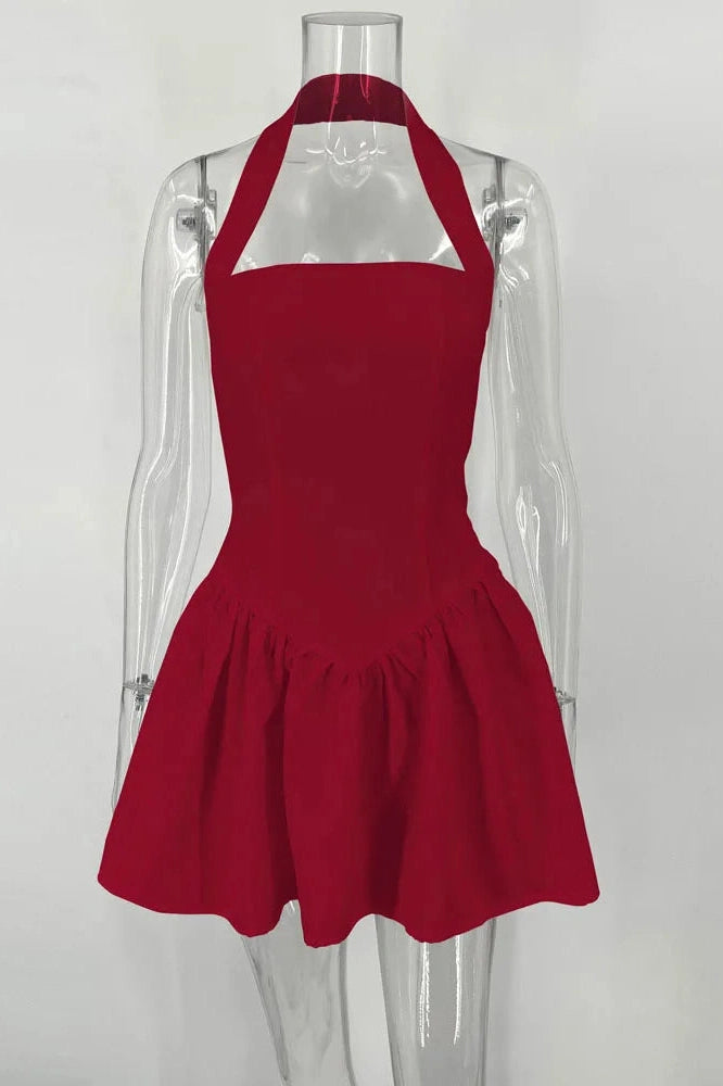 Sleeveless Backless Square Collar Mini Dress