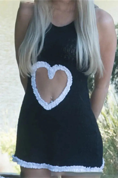 Hollow Out Patchwork Mini Dress